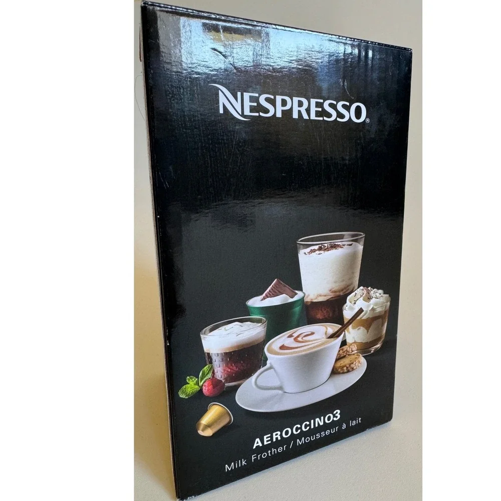 Nespresso Aeroccino3 Milk Frother Black Electric Foam Maker 3694-US-BK